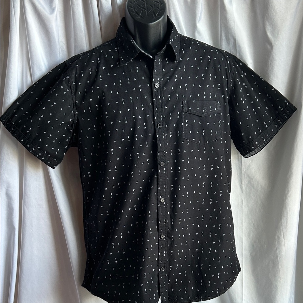 Broken Threads Classic Black Patterned Short Sleeve Shirt